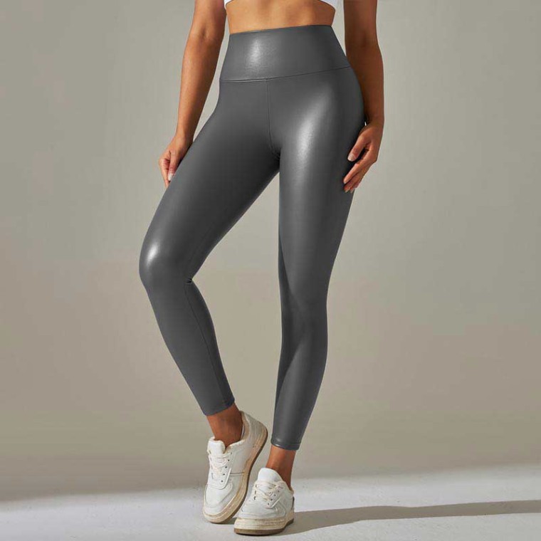 LADIES THICK PU WET LOOK HIGH WAIST LEGGINGS WOMEN FAUX LEATHER STRETCH FIT  PANT | eBay