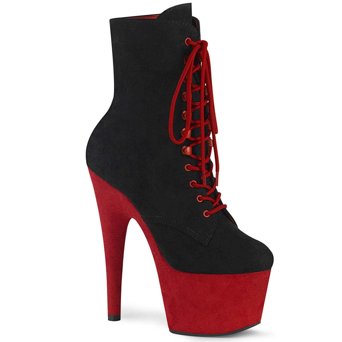 Pleaser Adore-1020FSTT - Black Faux Suede Red in Sexy Boots - $60.71