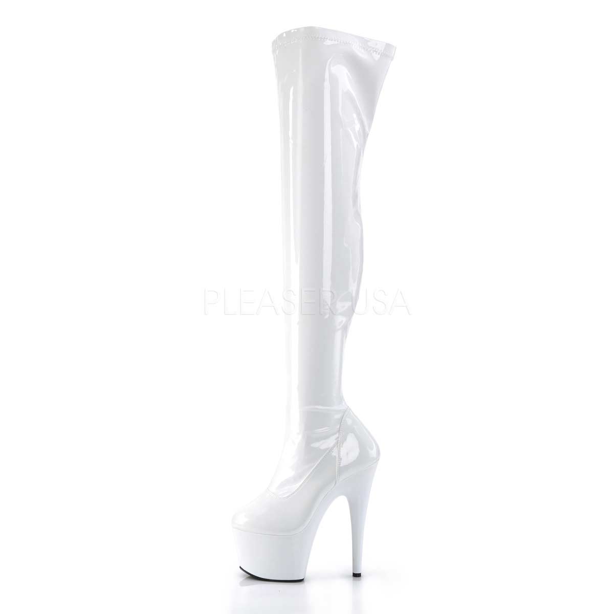 Pleaser Adore 3000 White Stretch Patent White in Sexy Boots 97.95