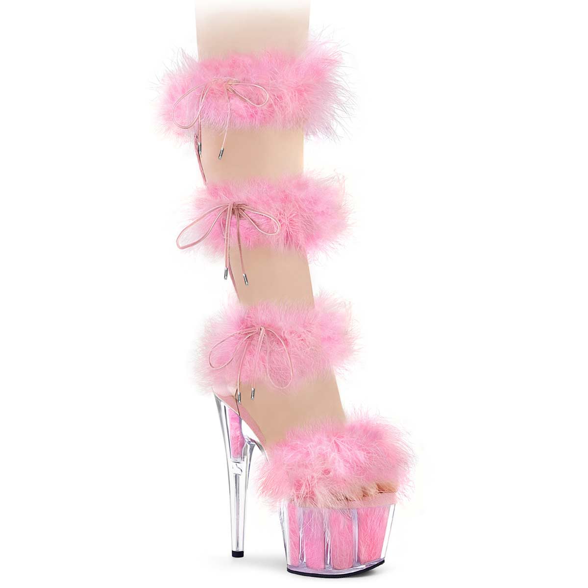 Pleaser Adore-728F - Clear Pink Fur Matching in Sexy Heels & Platforms -  $89.95
