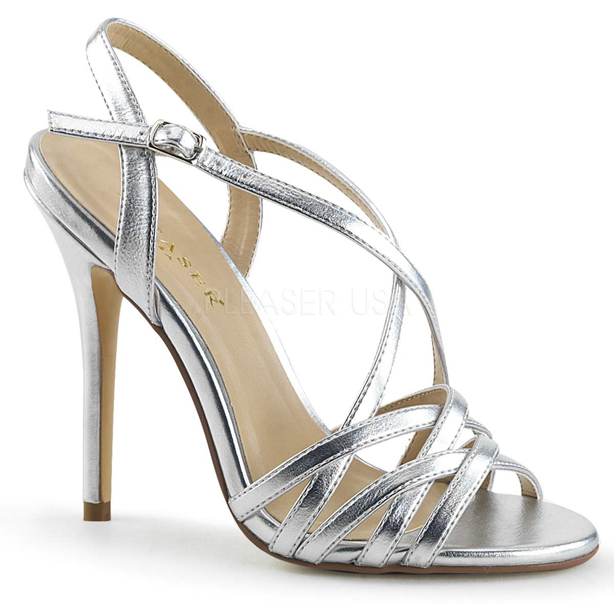 Pleaser Amuse-13 - Silver Met Pu in Sexy Heels & Platforms - $41.35