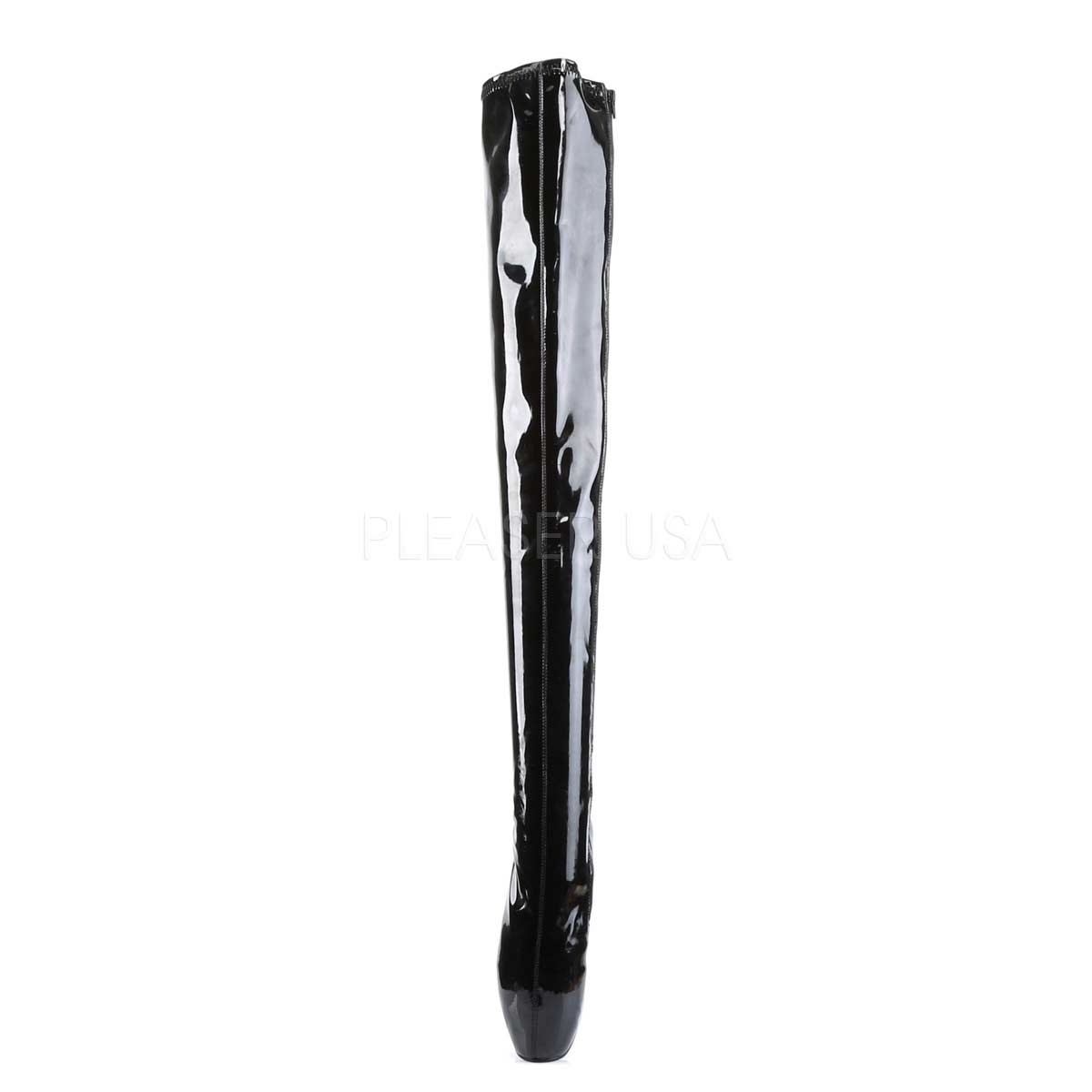 Pleaser Devious Ballet-3000 - Black Stretch Patent in Sexy Boots - $121.95