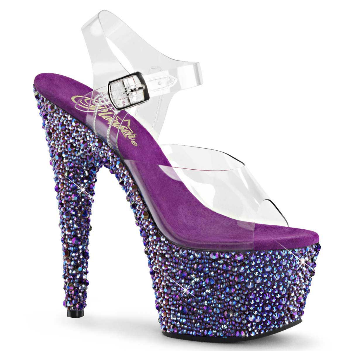 Pleaser Bejeweled-708MS - Clear Purple Multi Rhinestones in Sexy Heels ...
