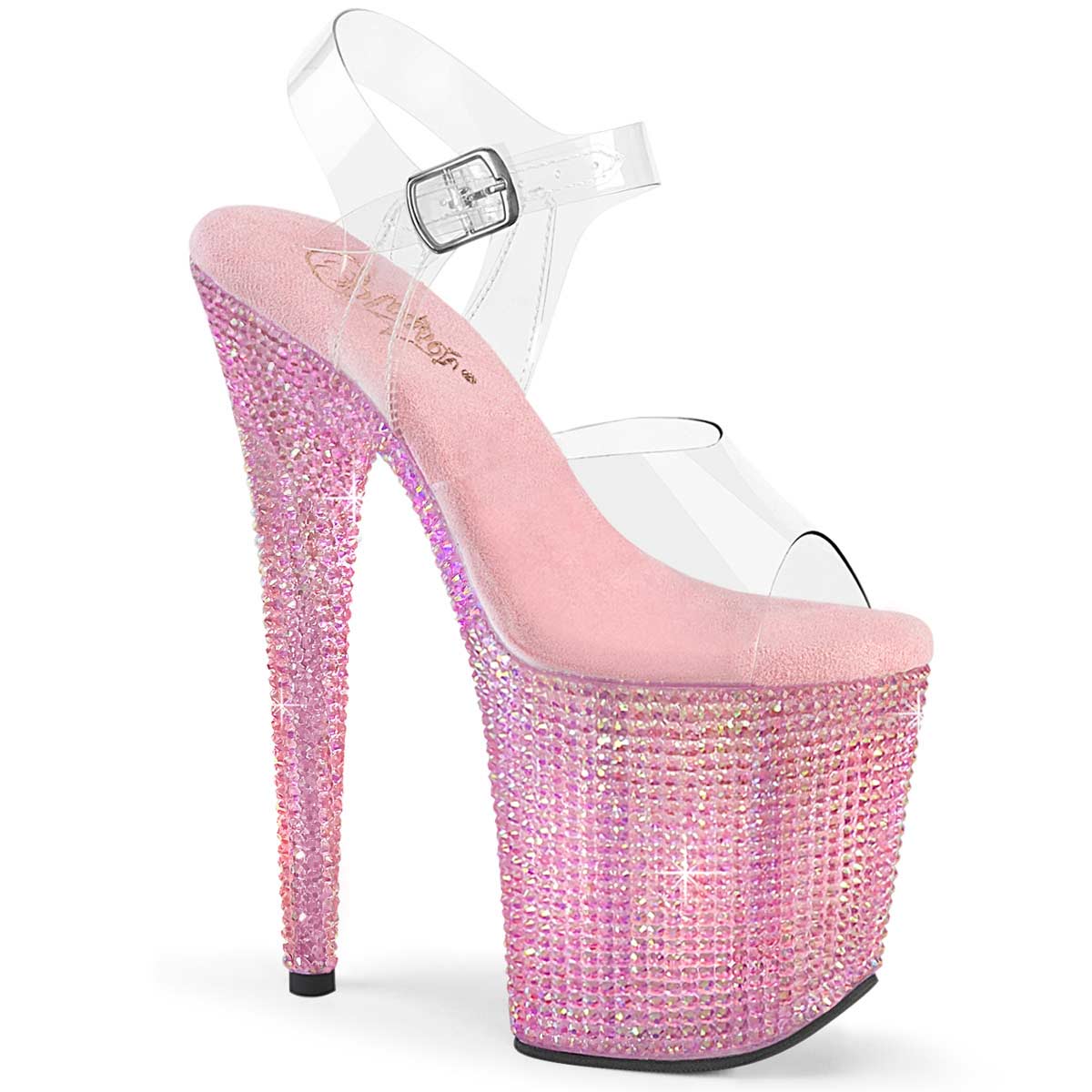 Pleaser Bejeweled-808RRS - Clear Pink in Sexy Heels & Platforms - $125.95