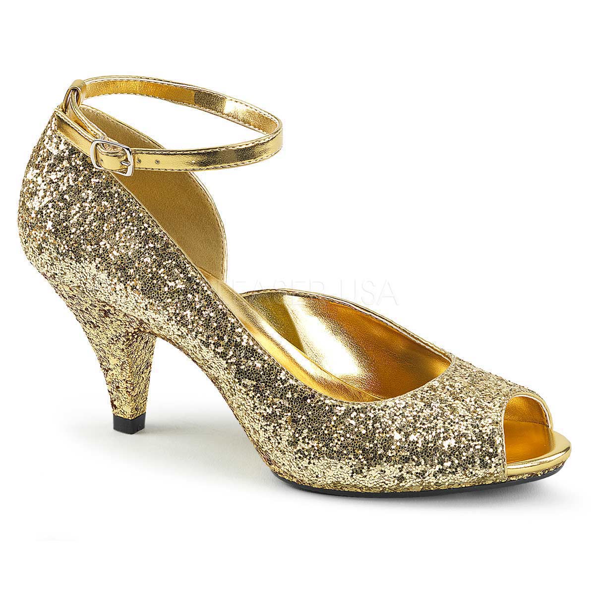 gold glitter 3 inch heels