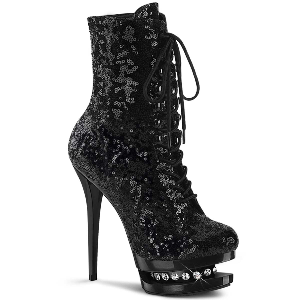 Pleaser Blondie R 1020 Black Sequins In Sexy Boots 5895 