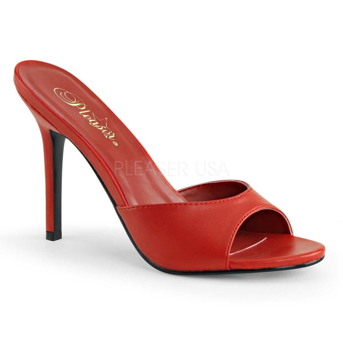 Pleaser Classique-01 - Red Kid Pu in Sexy Heels & Platforms - $47.95