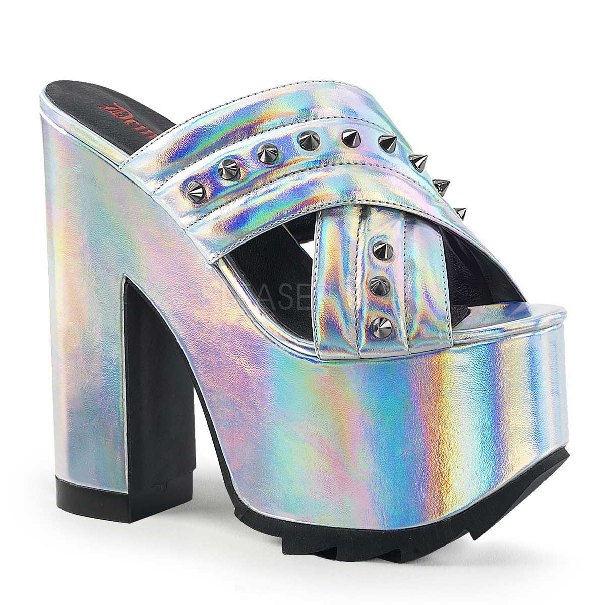 Criss-Cross Wedge Platform Sandals - Holographic – Violet Vixen