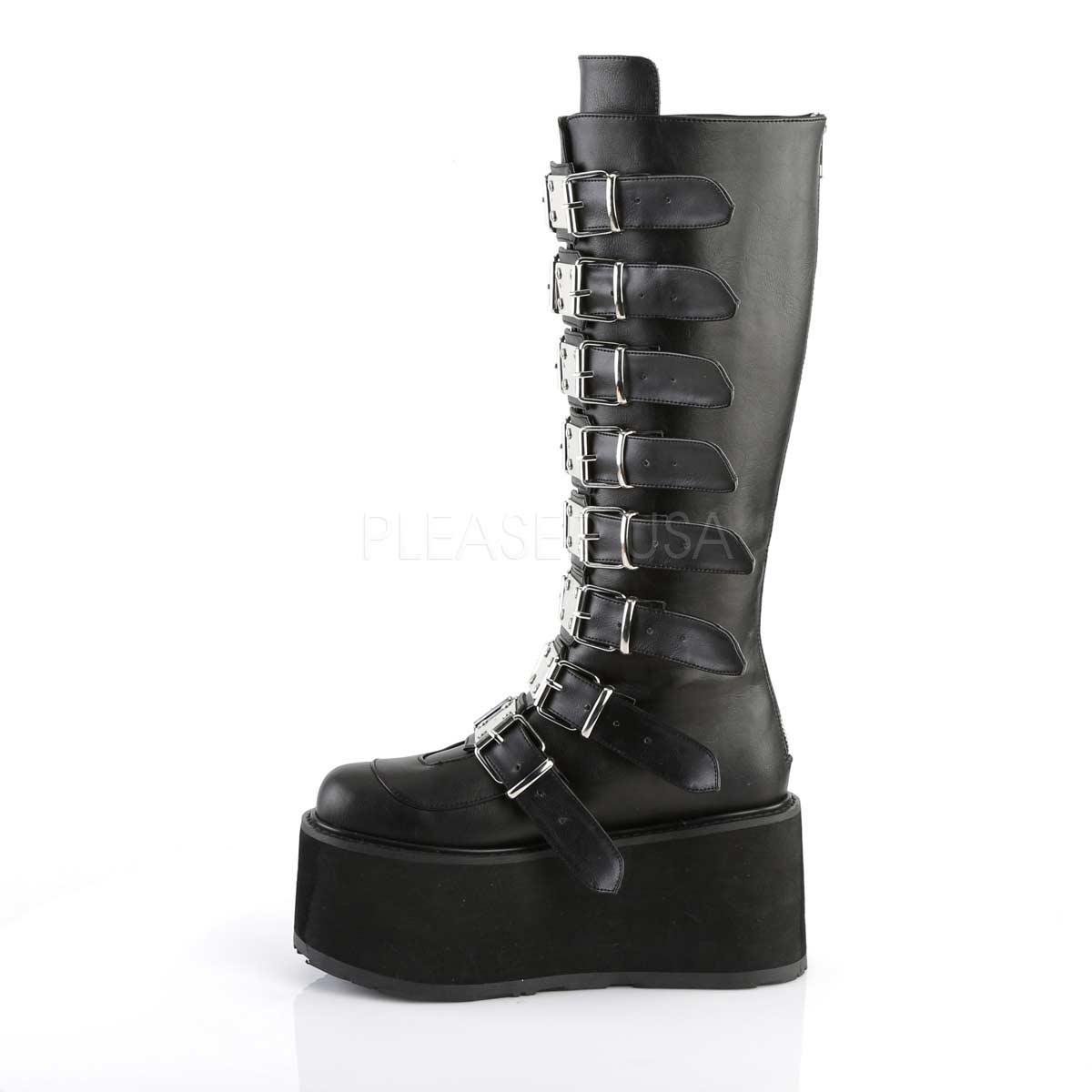 Pleaser Damned-318 - Black Vegan Leather in Sexy Boots - $134.95