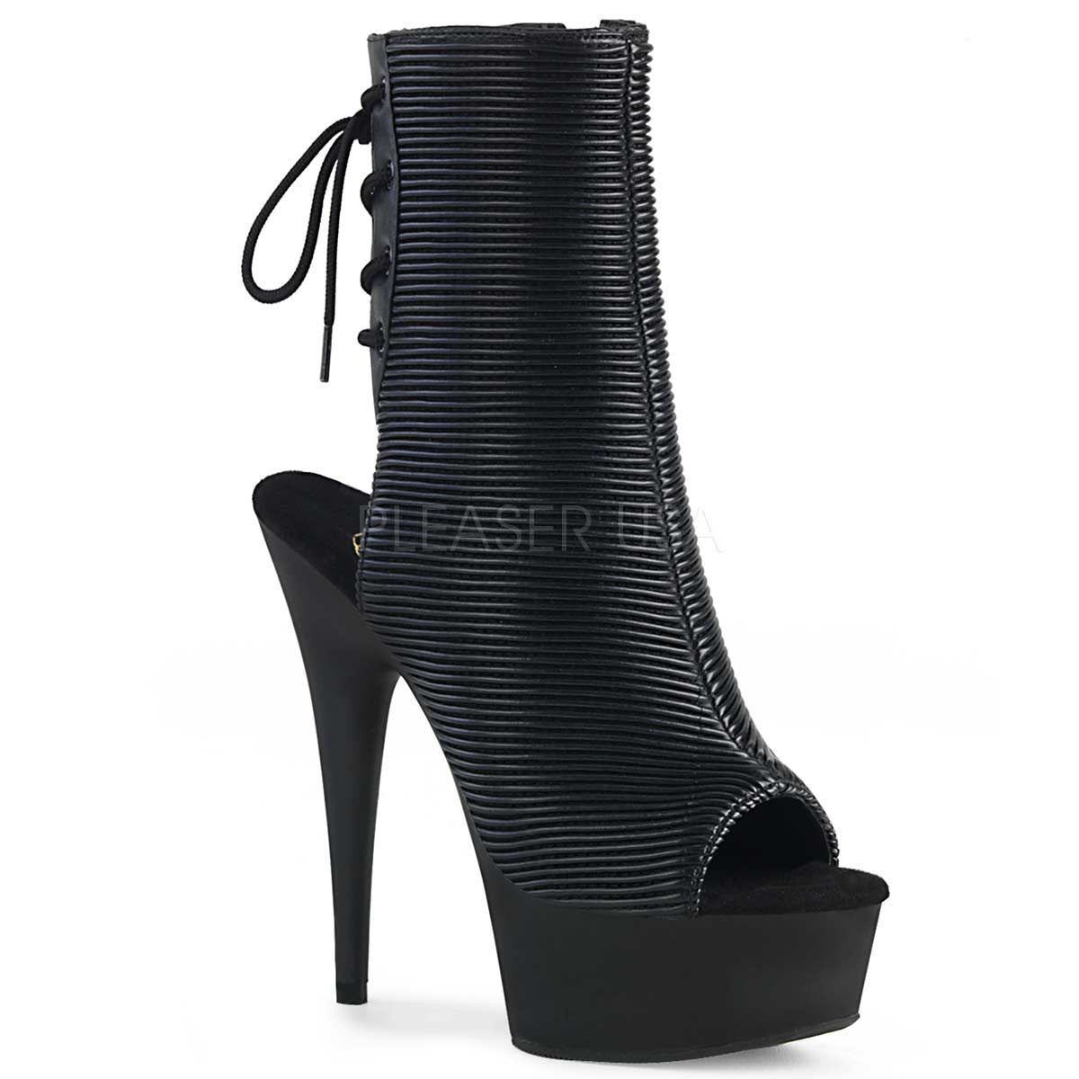 Pleaser Delight 1018 Black Quilted Faux Leather Matte In Sexy Boots