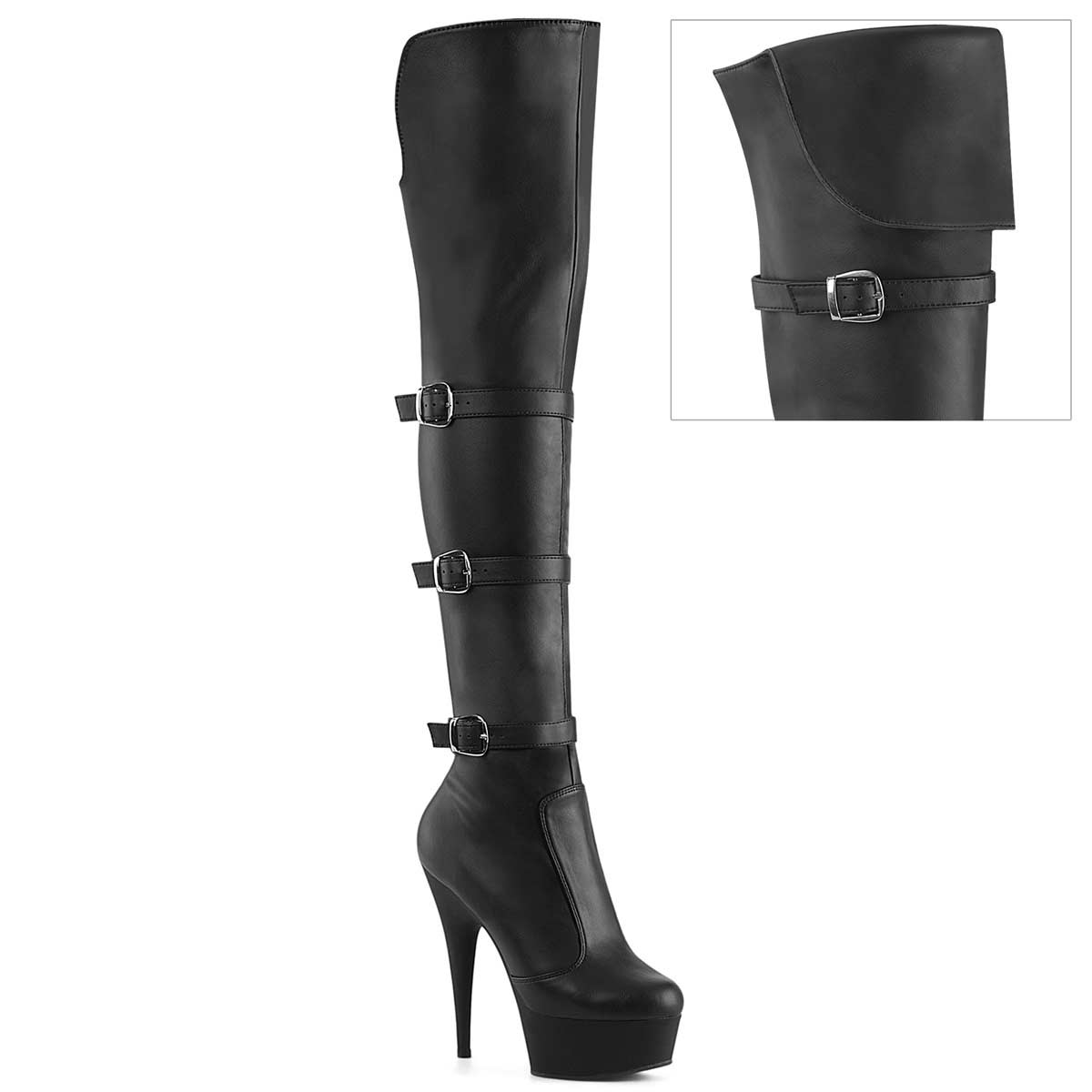 Pleaser Delight 3018 Black Str Faux Leather Matte in Sexy Boots 68.63