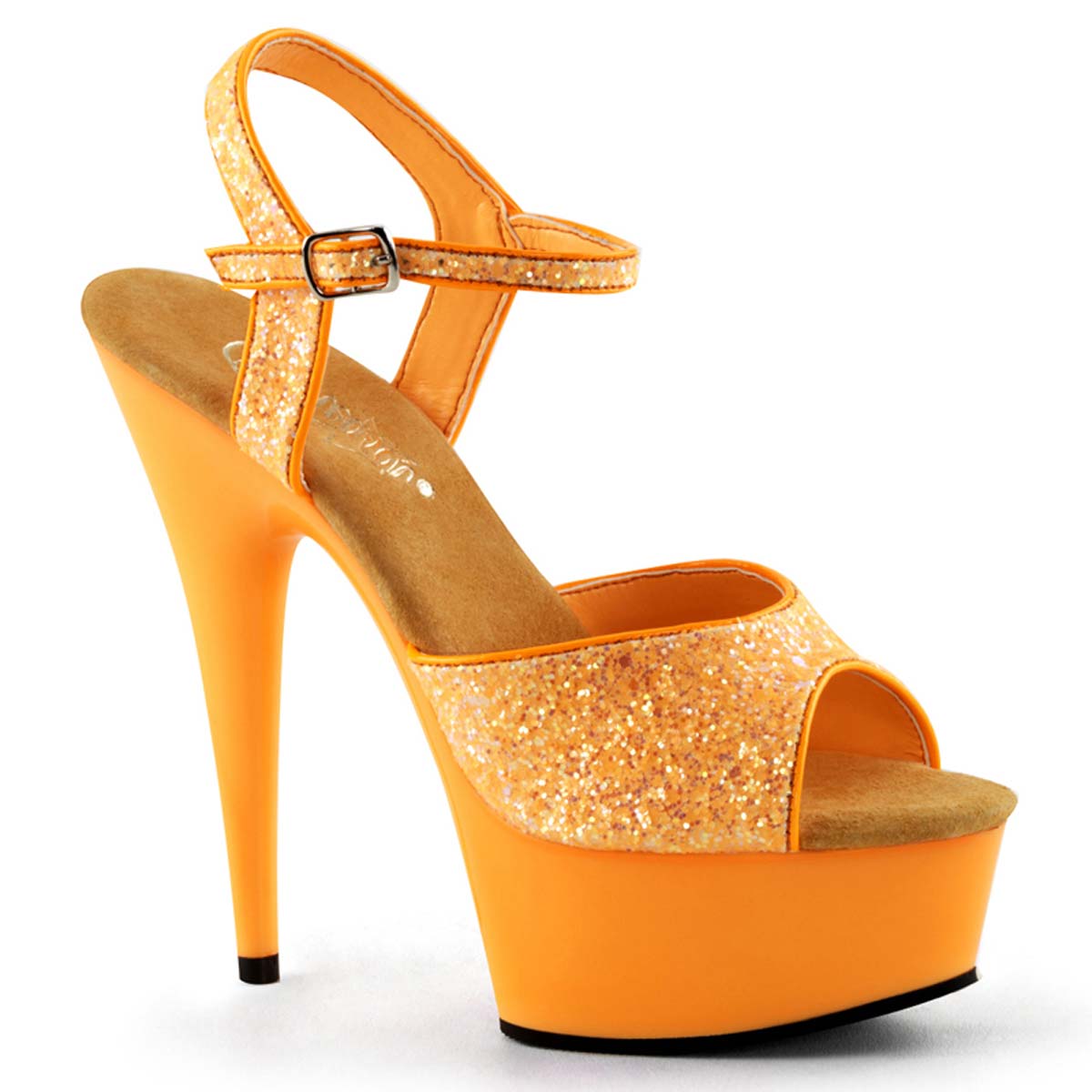 Pleaser Delight-609Uvg - Neon Orange Glitter/Orange in Heels ...