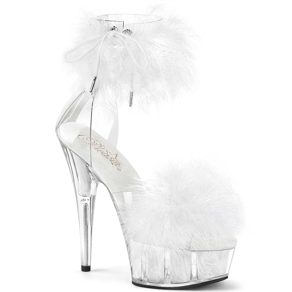 White cheap fur heels