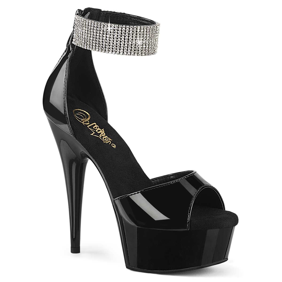 Pleaser Delight-625 - Black Patent in Sexy Heels & Platforms - $61.95