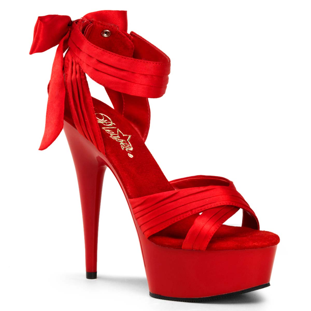 Pleaser Delight-668 - Red Satin/Red in Sexy Heels & Platforms - $77.95