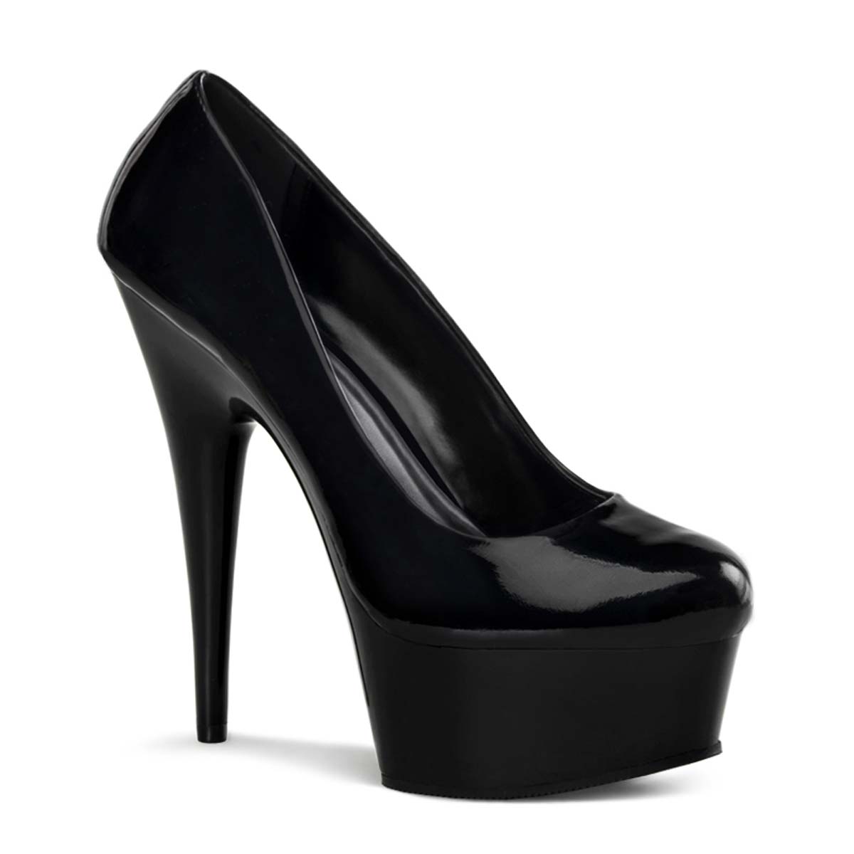 Pleaser Delight-685 - Black Patent/Black in Sexy Heels & Platforms - $59.95