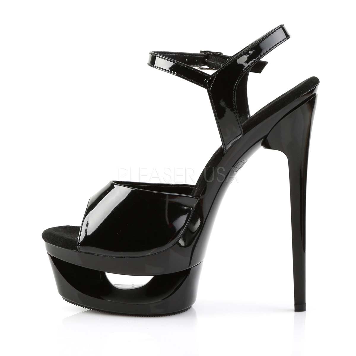 Pleaser Eclipse-609 - Black Pat in Sexy Heels & Platforms - $57.95
