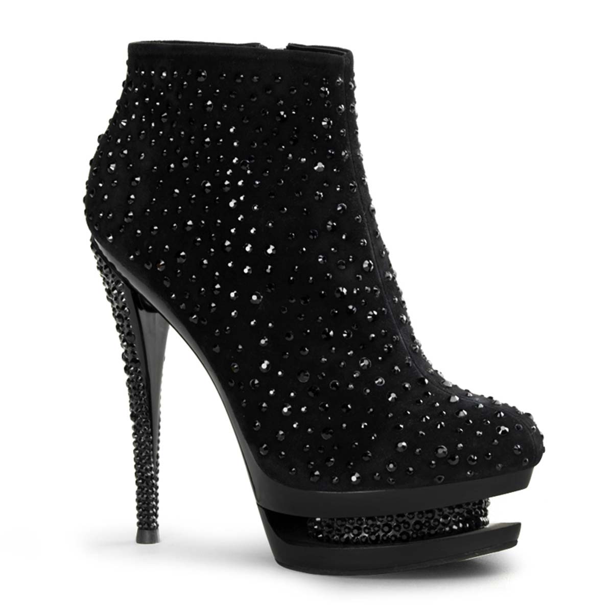 Pleaser Fascinate-1011 - Black Suede/Black in Sexy Boots - $51.29