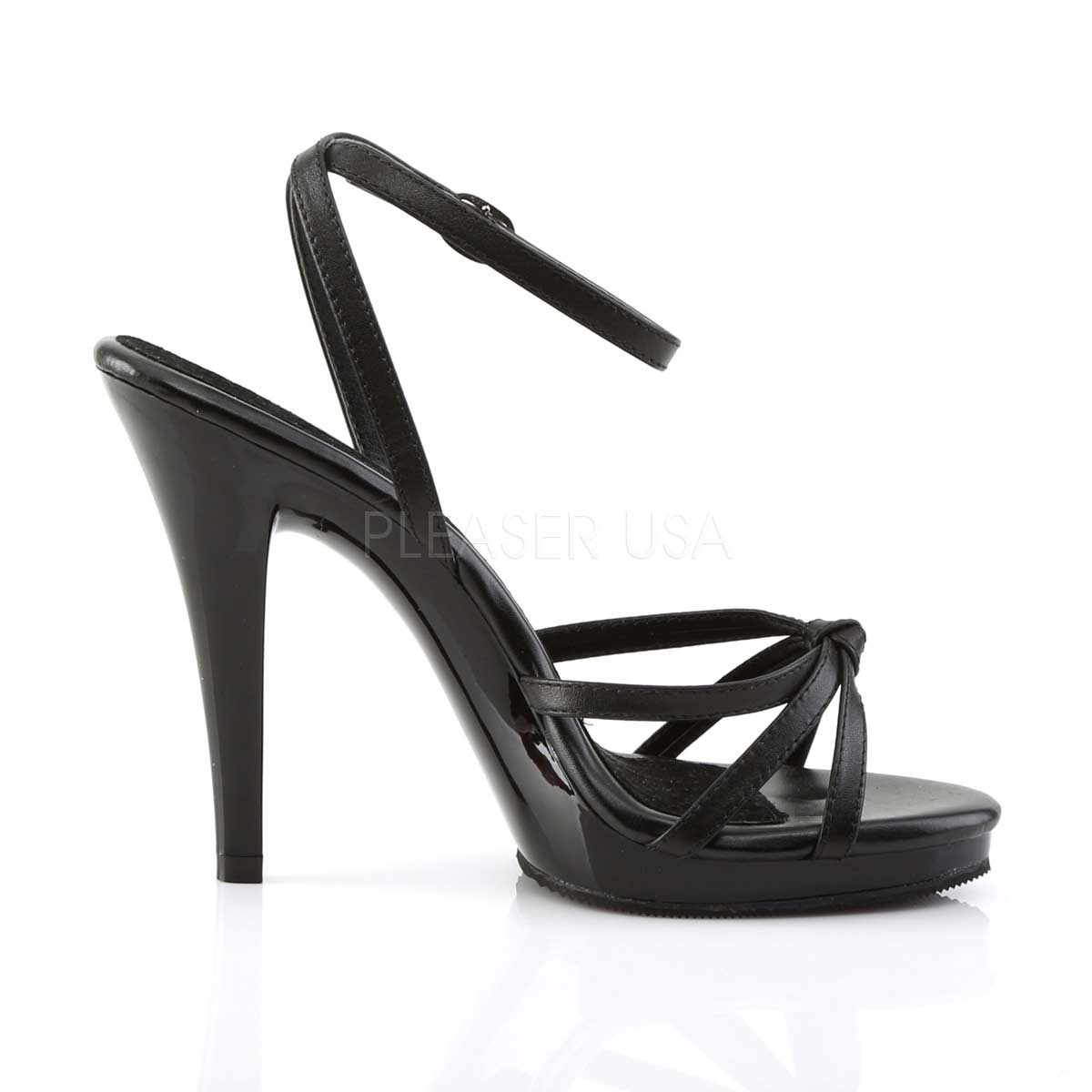 Pleaser Flair-436 - Black Leather/Black in Sexy Heels & Platforms - $50.39