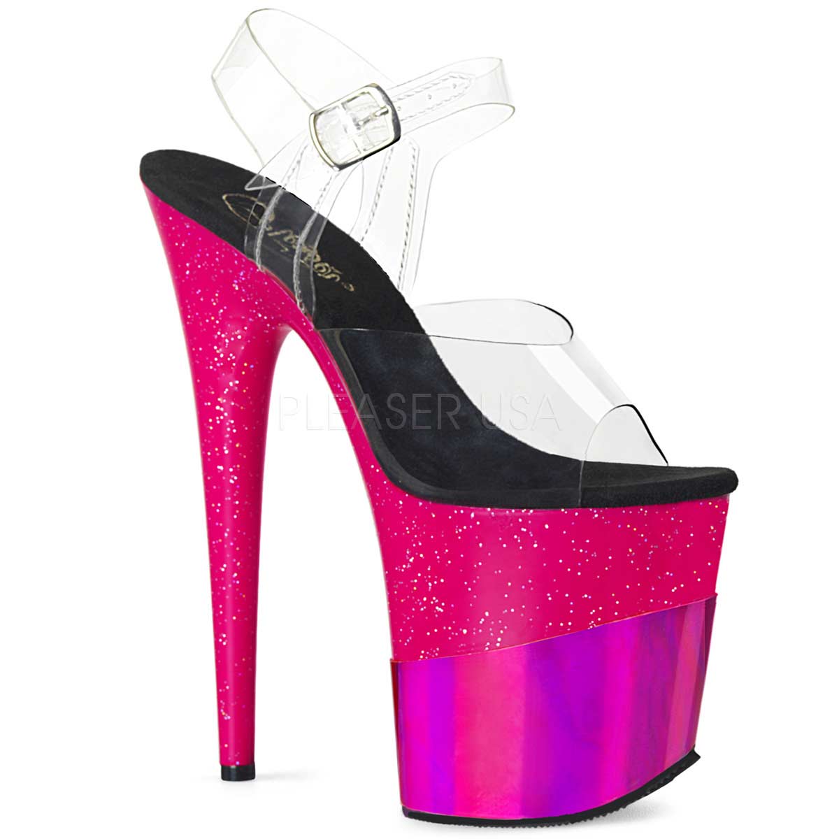 Pleaser Flamingo-808-2HGM - Clear Fuchsia Glitter Hologram in Sexy ...