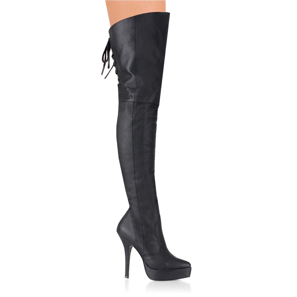 Pleaser Devious Indulge-3011 - Black Leather (P) in Sexy Boots - $144.95