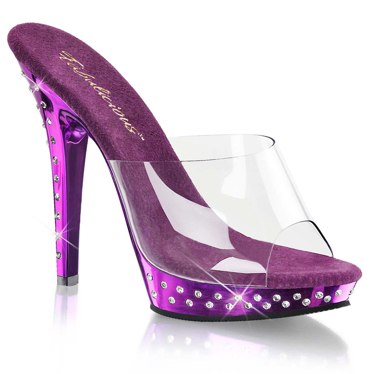 clear purple heels