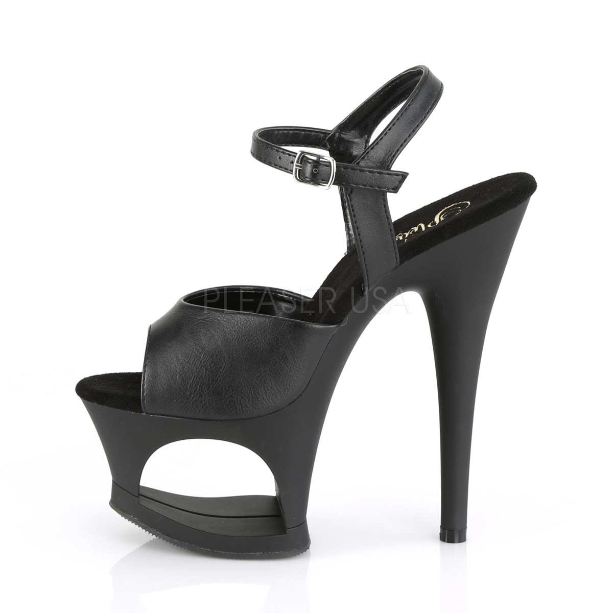 Pleaser Moon-709 - Black Faux Leather Matte in Sexy Heels & Platforms ...