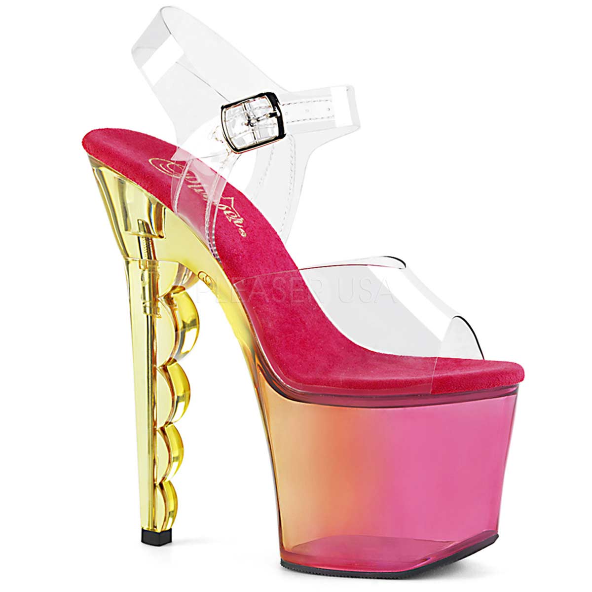 Pleaser Scallop-708MCT - Clear Pink Tinted Ombre in Sexy Heels ...