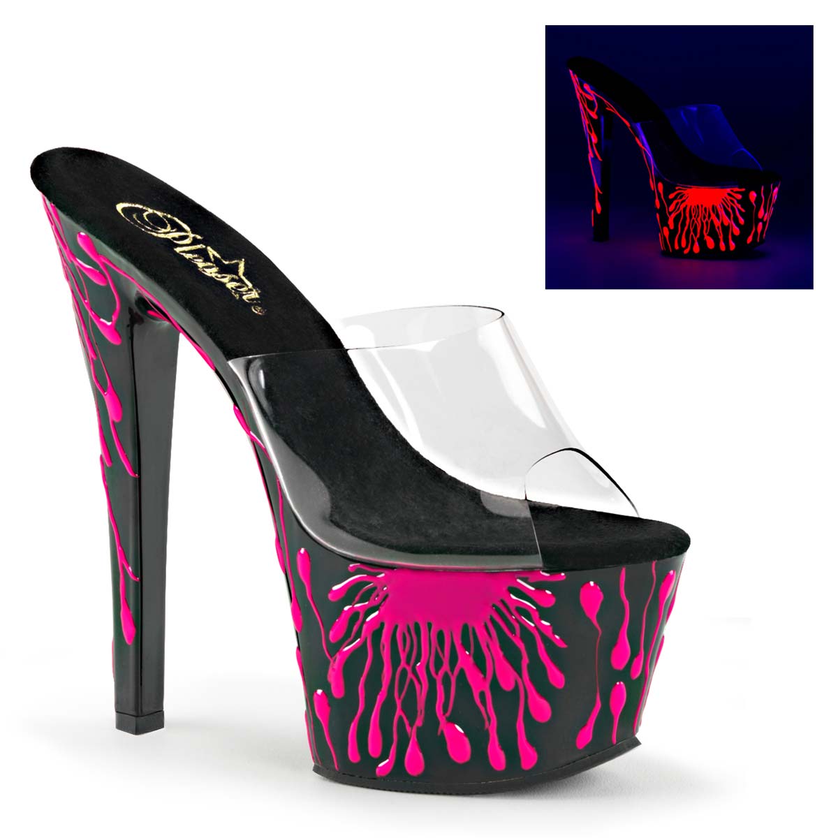 Pleaser SKY-301-5 - Clear Black Neon Baby Pink in Sexy Heels ...