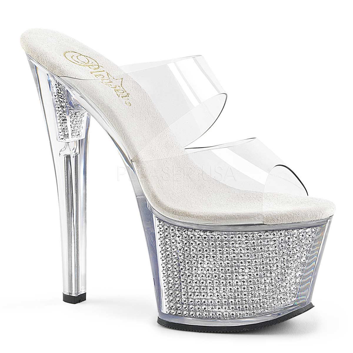 Pleaser Sky-302SRS - Clear Silver Rhinestones in Sexy Heels & Platforms ...