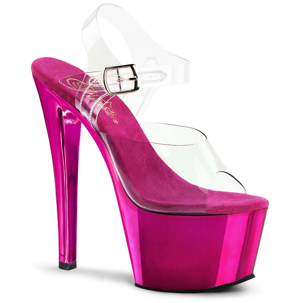 Pleaser SKY-308 - Clear Hot Pink Chrome in Sexy Heels & Platforms - $67.95