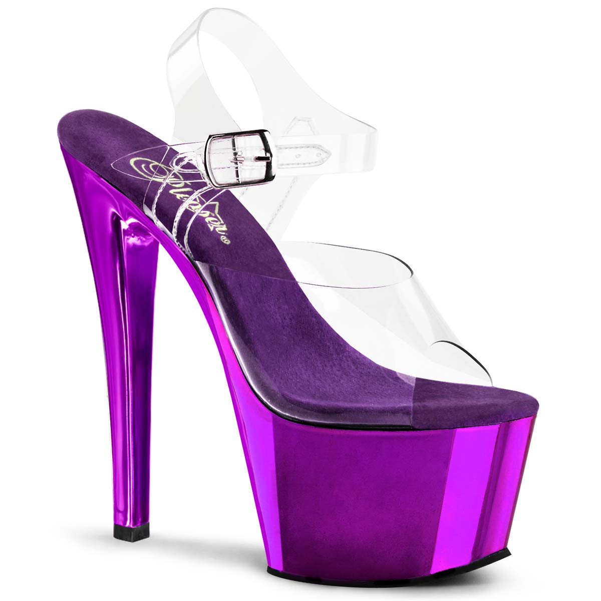 Pleaser Sky-308 - Clear Purple Chrome in Sexy Heels & Platforms - $67.95