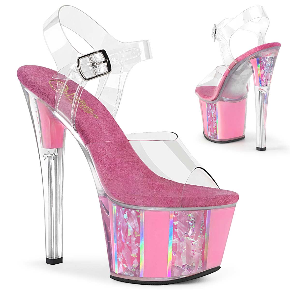 Pleaser Sky-308OF - Clear Pink in Sexy Heels & Platforms - $79.95