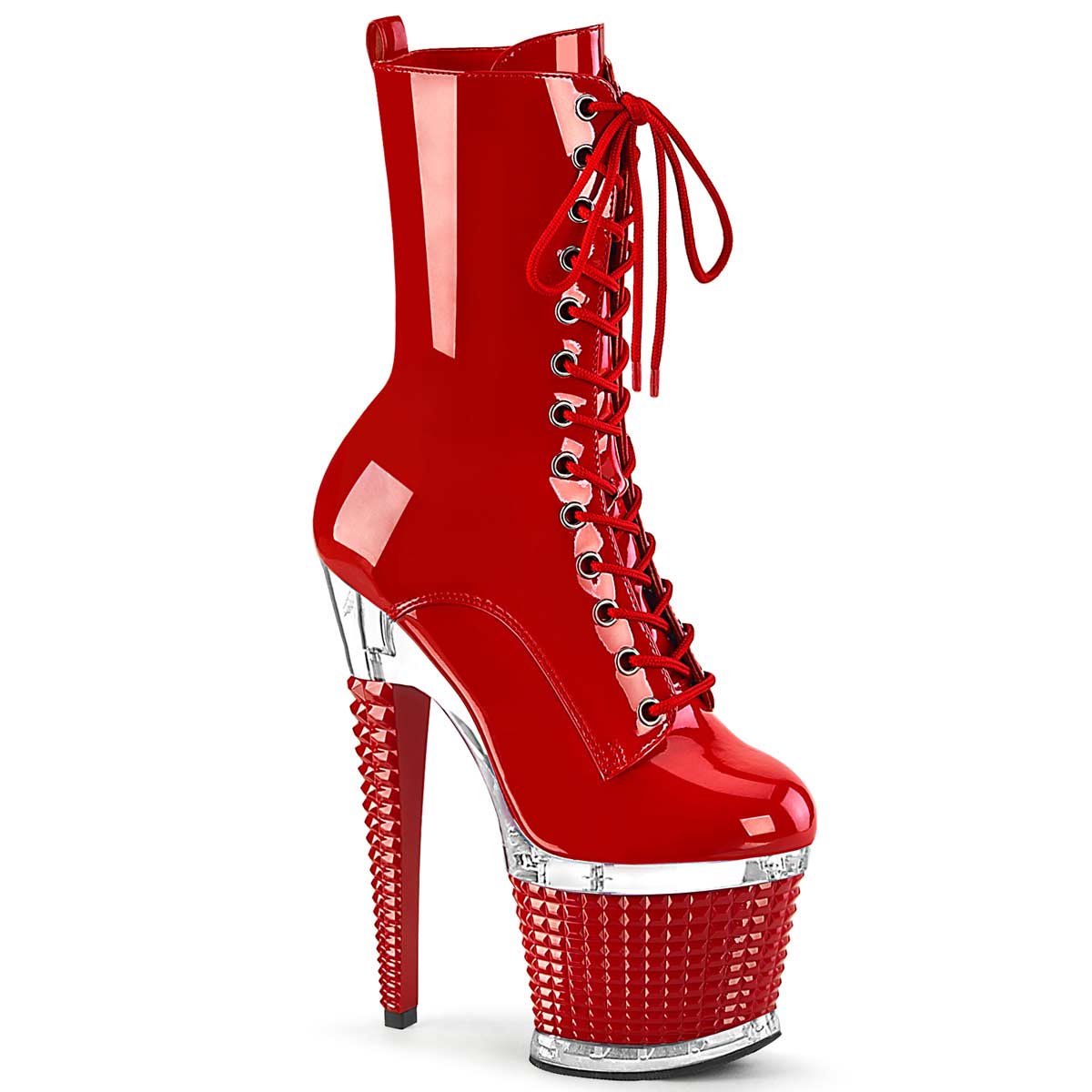 Pleaser Spectator-1040 - Red Clear in Sexy Boots - $54.55