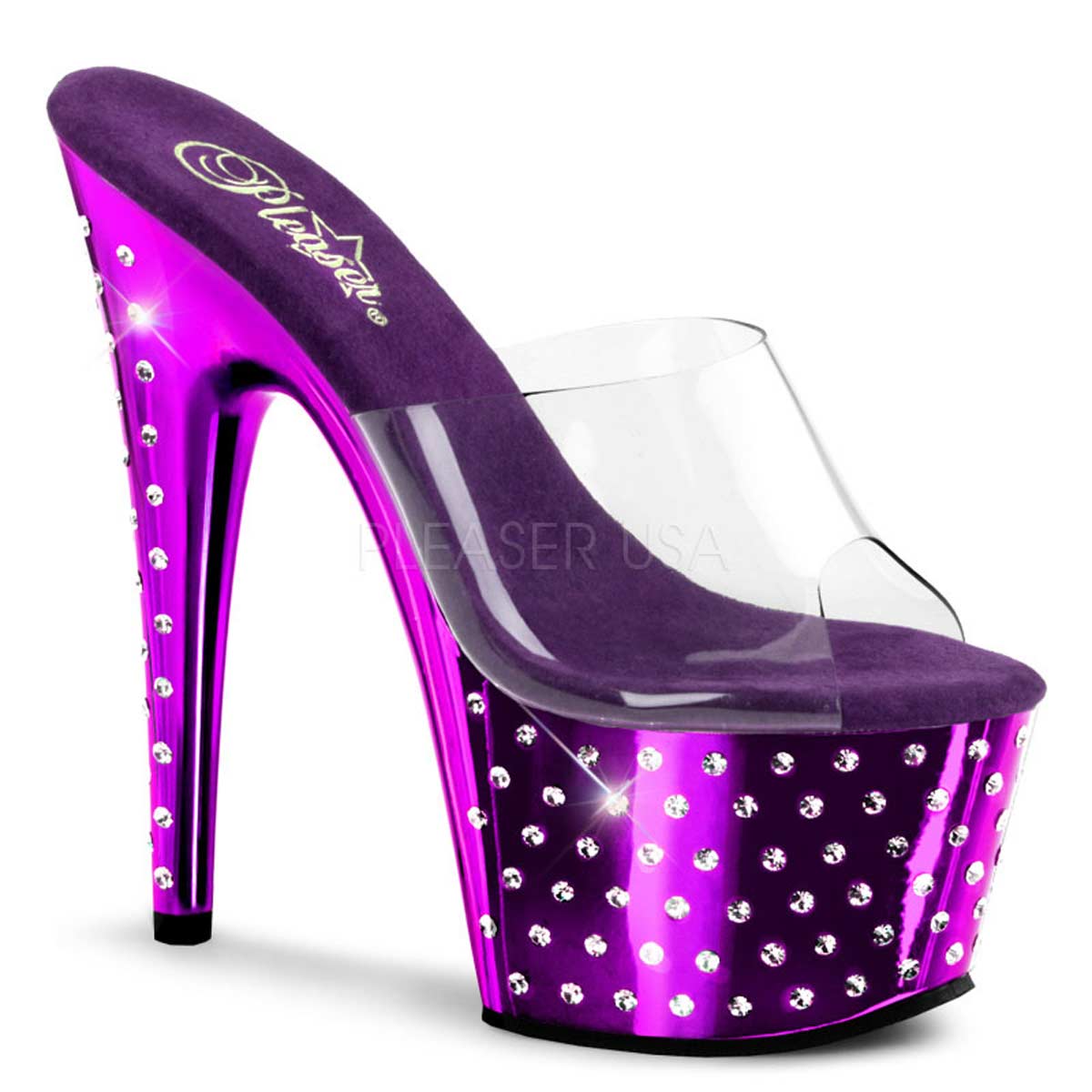 Pleaser Stardust 701 Clearpurple Chrome In Sexy Heels And Platforms 4311 4318