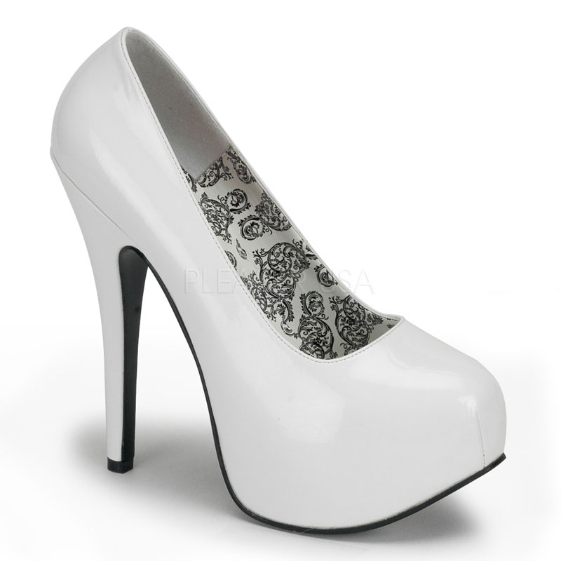 Pleaser Bordello Teeze-06 - White Patent in Sexy Heels & Platforms - $54.55