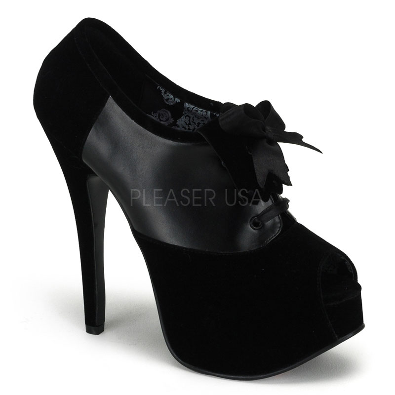 Pleaser Bordello Teeze-16 - Black Velvet-Black Pu in Sexy Heels ...