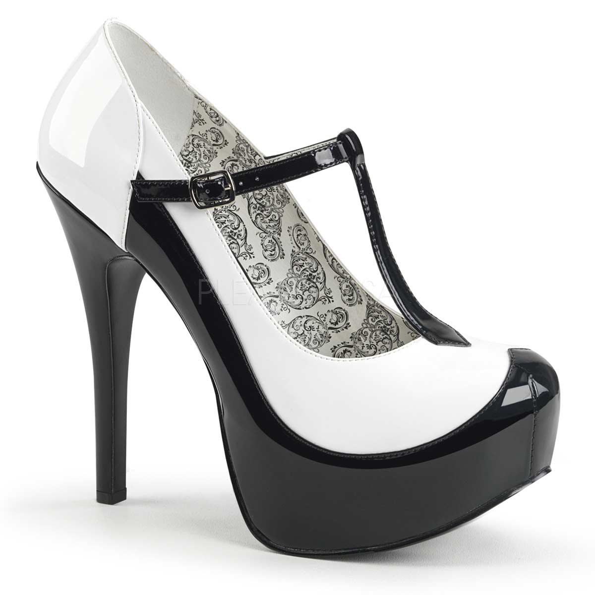Pleaser Teeze-45W - Black White Pat in Sexy Heels & Platforms - $43.99