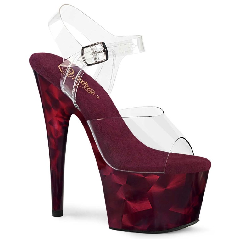 burgundy clear heels