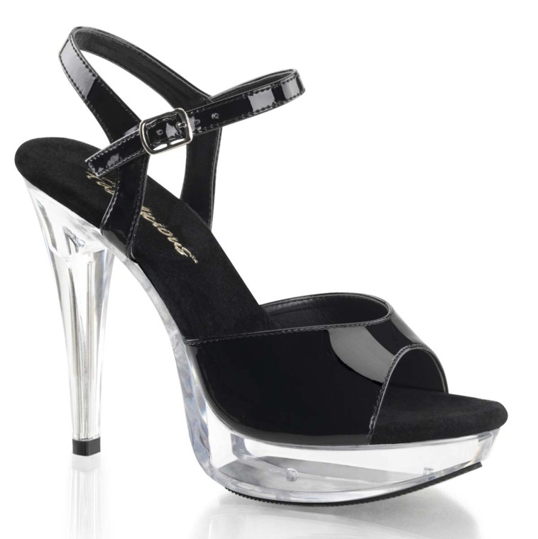 LILIANAS SHOES Haus-1 Clear Strappy High Heels HAUS-1-BLK - Karmaloop