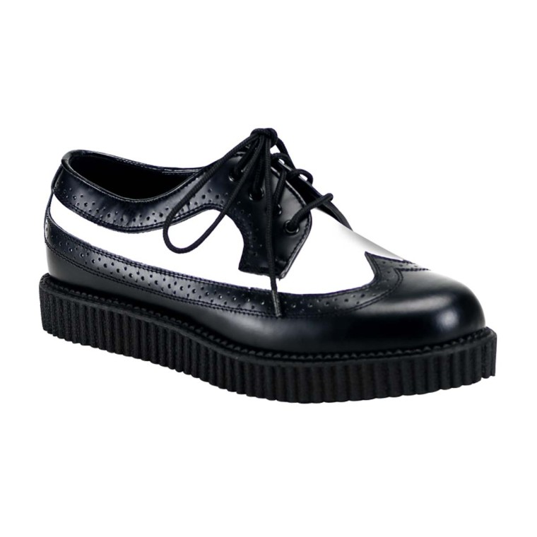 Pleaser Demonia Creeper-608 - Black-White Leather in Shoes & Flats - $97.95