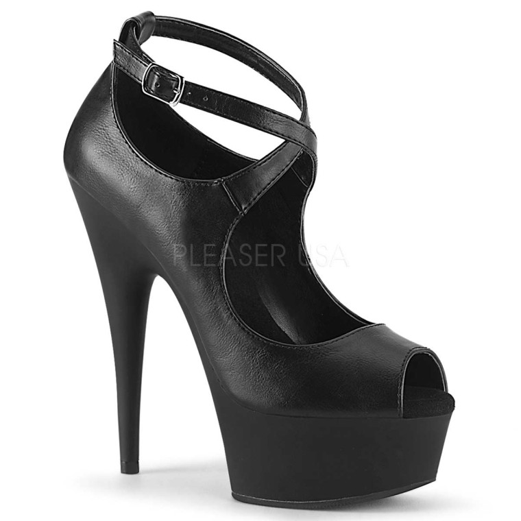 Pleaser Delight 653 Black Faux Leather Matte In Sexy Heels