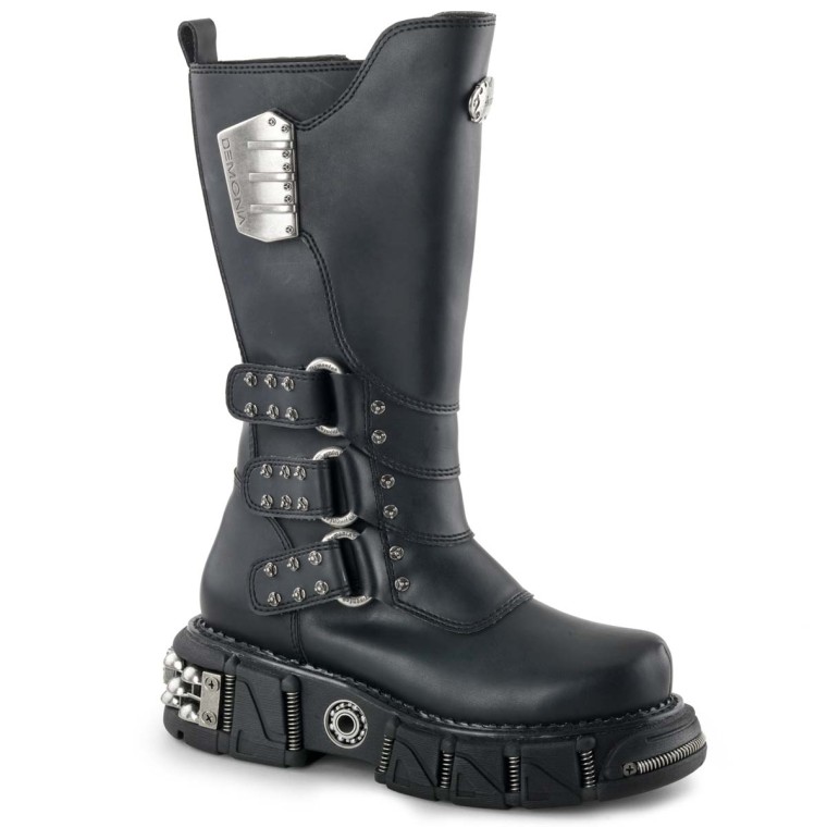 Biker boots Demonia Black size 8 US in Polyester - 27955549