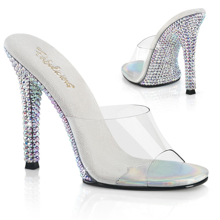 ESTEEM-708DM Silver, Rhinestone Heels, Stripper Sandal, Pleaser Shoes –  BootyCocktails