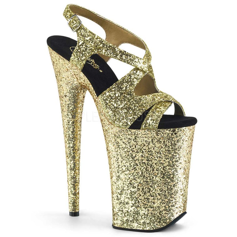 Pleaser Infinity-930LG - Gold Glitter in Sexy Heels & Platforms - $60.71