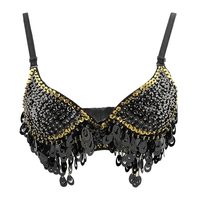 Ward Lingerie Halter Belly Sequin Tassel Push Up Belly Dance Top