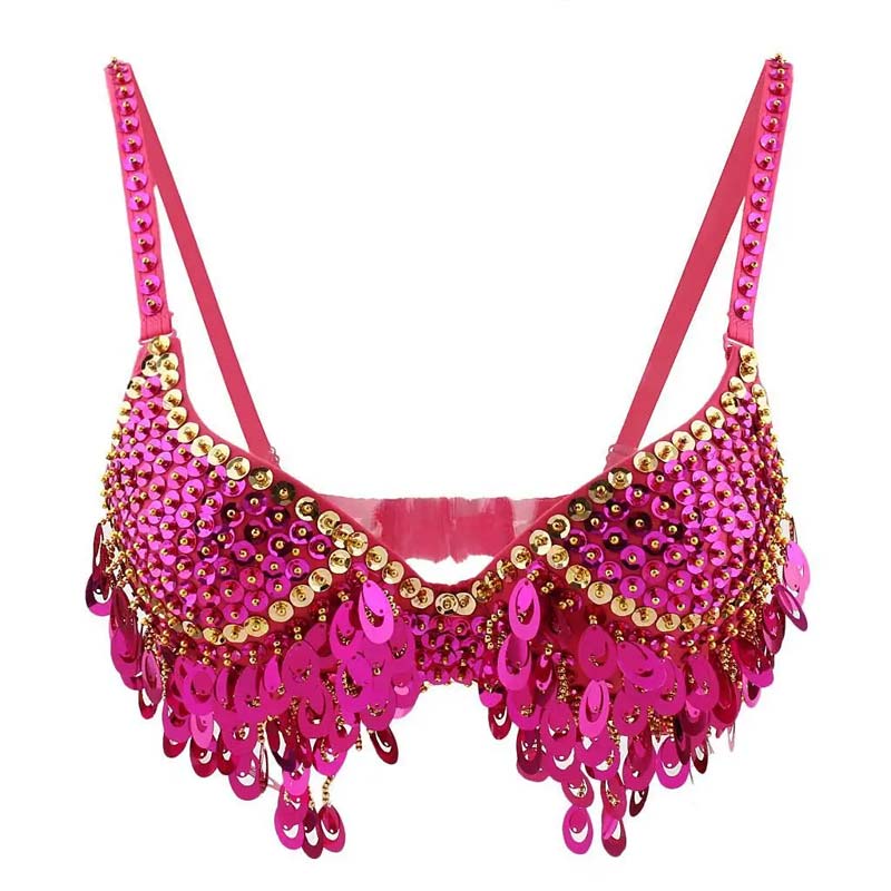 Ward Lingerie Halter Belly Sequin Tassel Push Up Belly Dance Top Bra ...